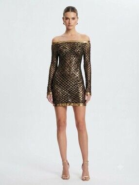 Black/Gold Fishnet Top/Dress Size XS/S